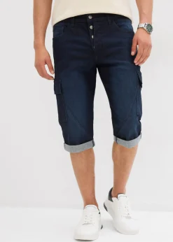 bonprix bonprix Shorts|Vaqueros>Bermudas vaqueras elásticas tipo cargo con corte regular denim oscuro