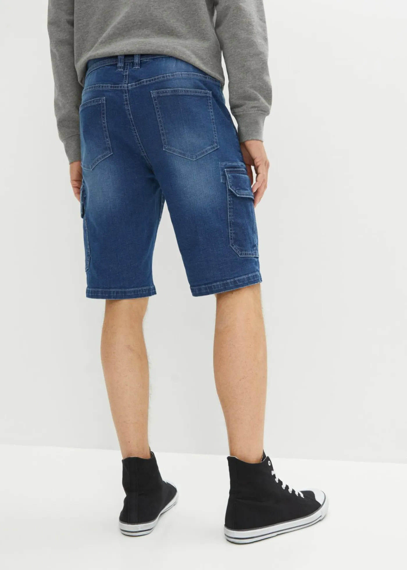 bonprix bonprix Shorts|Vaqueros>Bermudas vaqueras elásticas tipo cargo con corte regular Denim medio