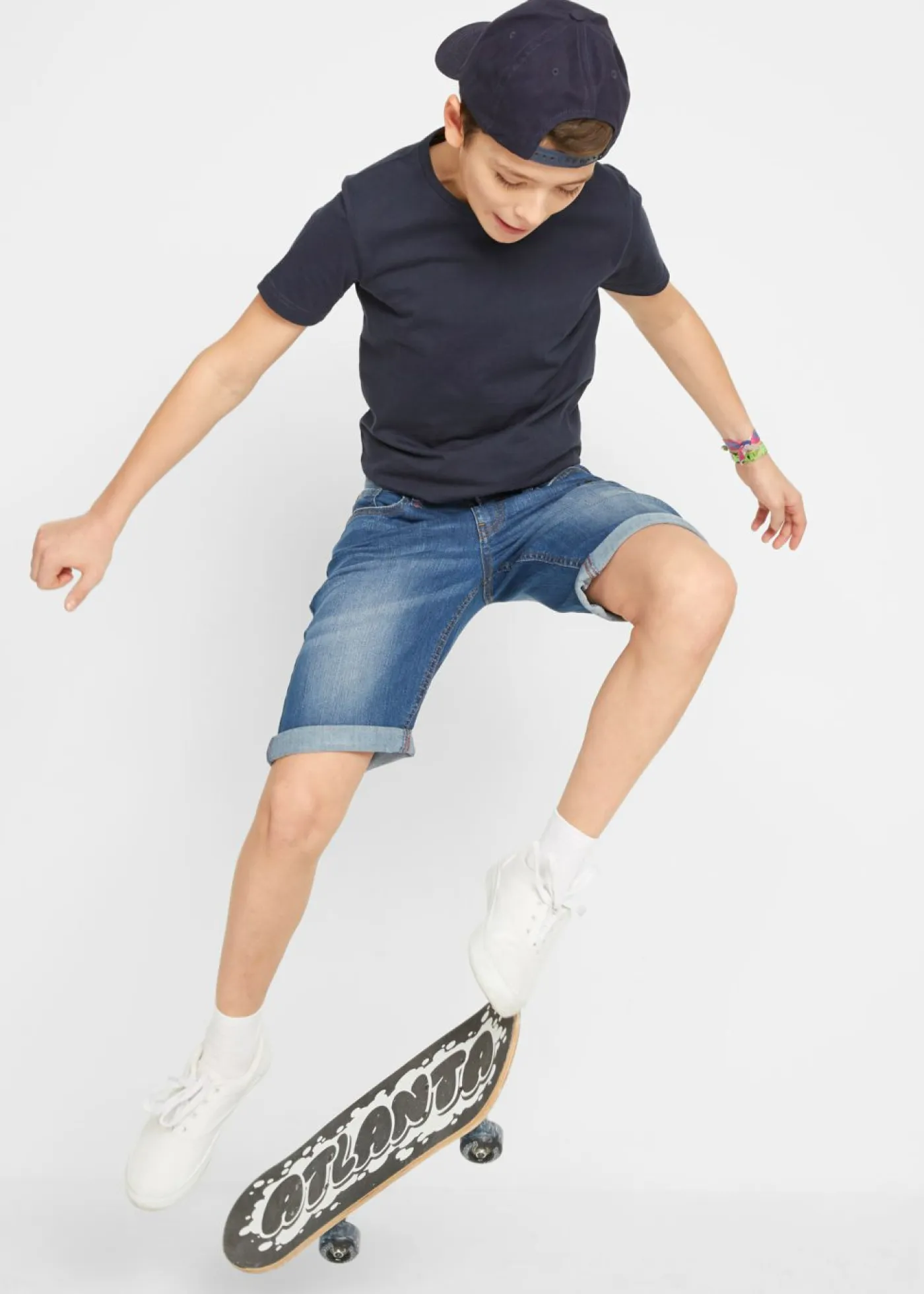 bonprix bonprix Ropa 9 A 16 Años·Jeans|Ropa 9 A 16 Años·Shorts>Bermudas vaqueras elásticas con corte ajustado Azul piedra