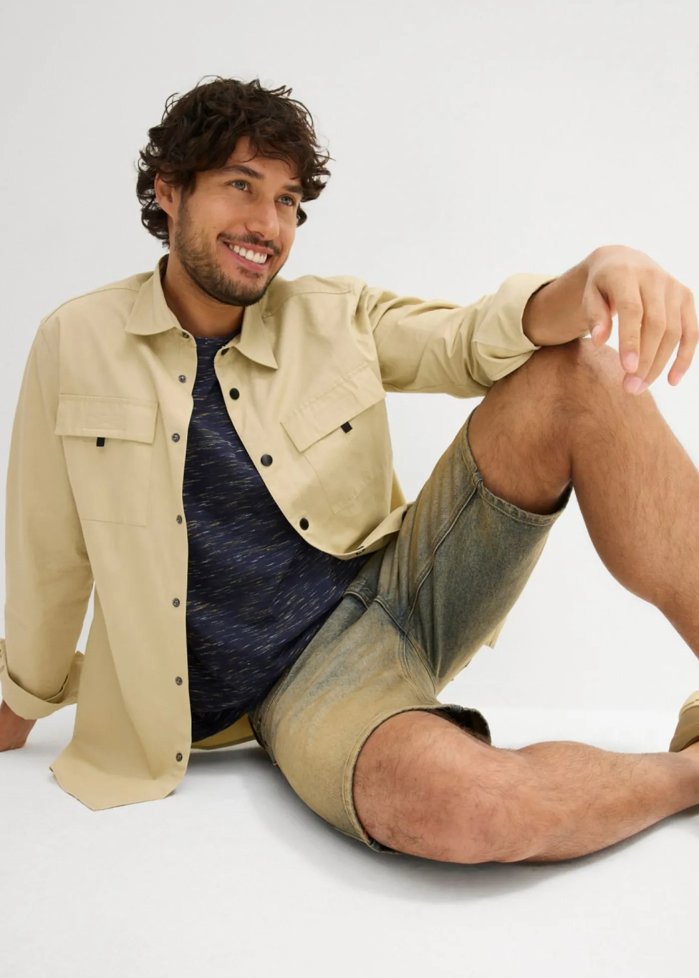 bonprix bonprix Shorts|Vaqueros>Bermudas vaqueras elásticas, lavadas, regular fit denim sucio