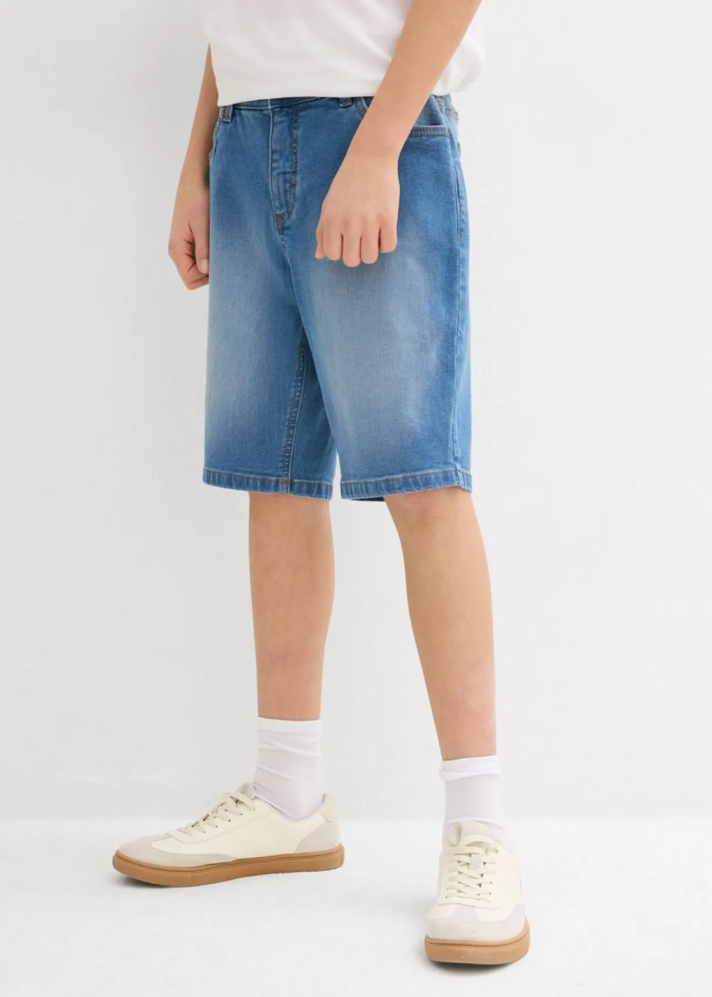 bonprix bonprix Ropa 9 A 16 Años·Jeans|Ropa 9 A 16 Años·Shorts>Bermudas vaqueras elásticas con corte normal (2 unidades) azul medio denim+azul oscuro denim