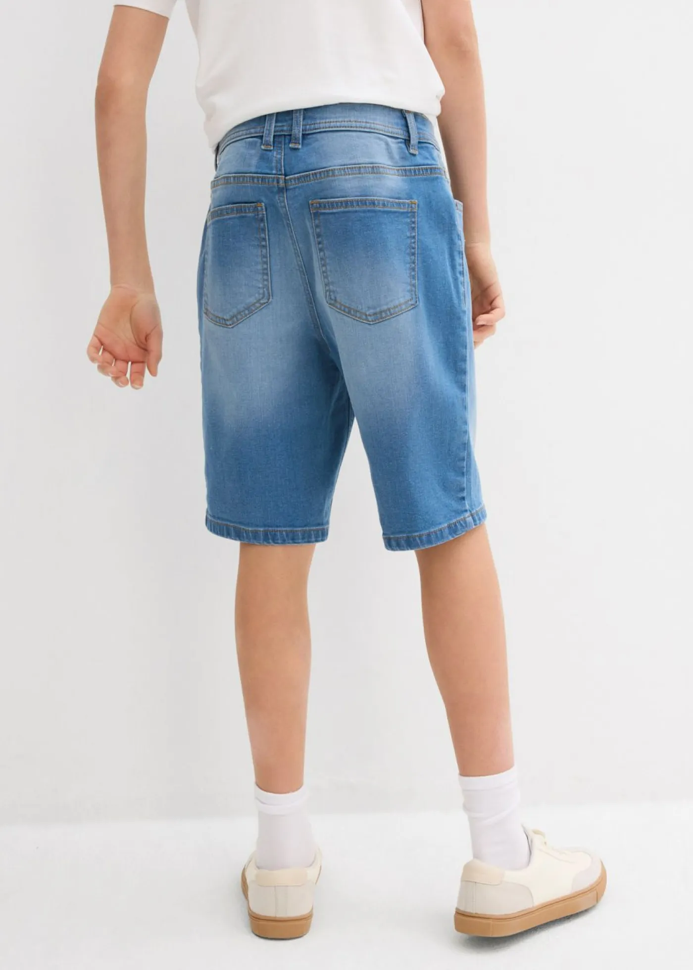 bonprix bonprix Ropa 9 A 16 Años·Jeans|Ropa 9 A 16 Años·Shorts>Bermudas vaqueras elásticas con corte normal (2 unidades) azul medio denim+azul oscuro denim