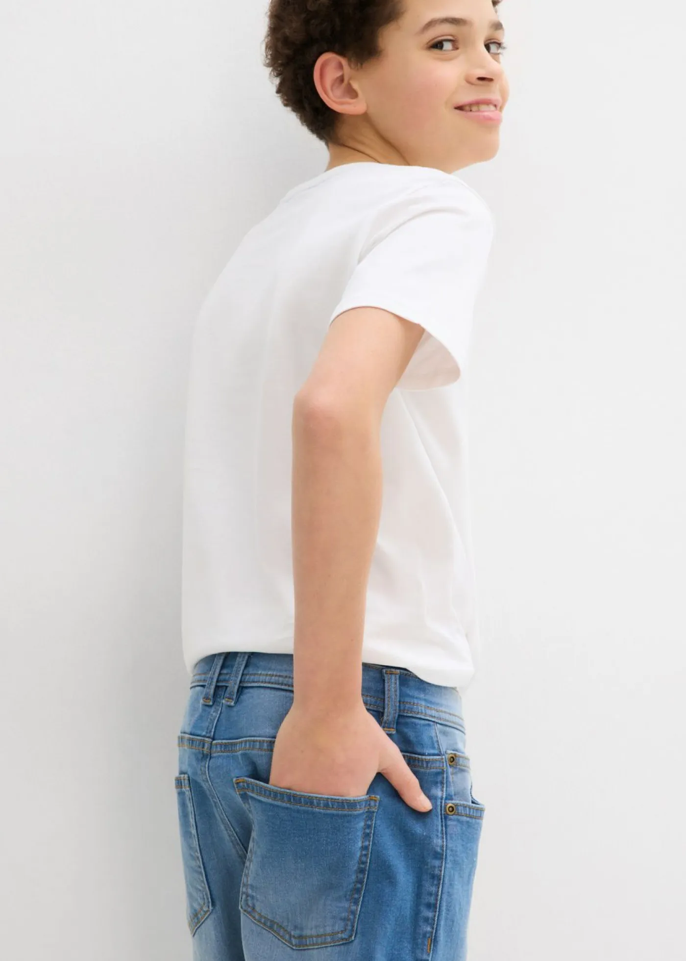 bonprix bonprix Ropa 9 A 16 Años·Jeans|Ropa 9 A 16 Años·Shorts>Bermudas vaqueras elásticas con corte normal (2 unidades) azul medio denim+azul oscuro denim