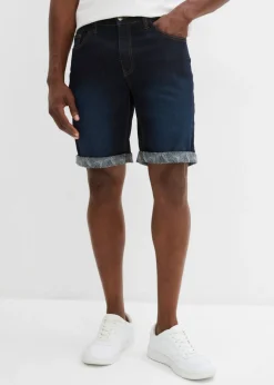 bonprix bonprix Shorts|Vaqueros>Bermudas vaqueras elásticas con corte regular denim oscuro