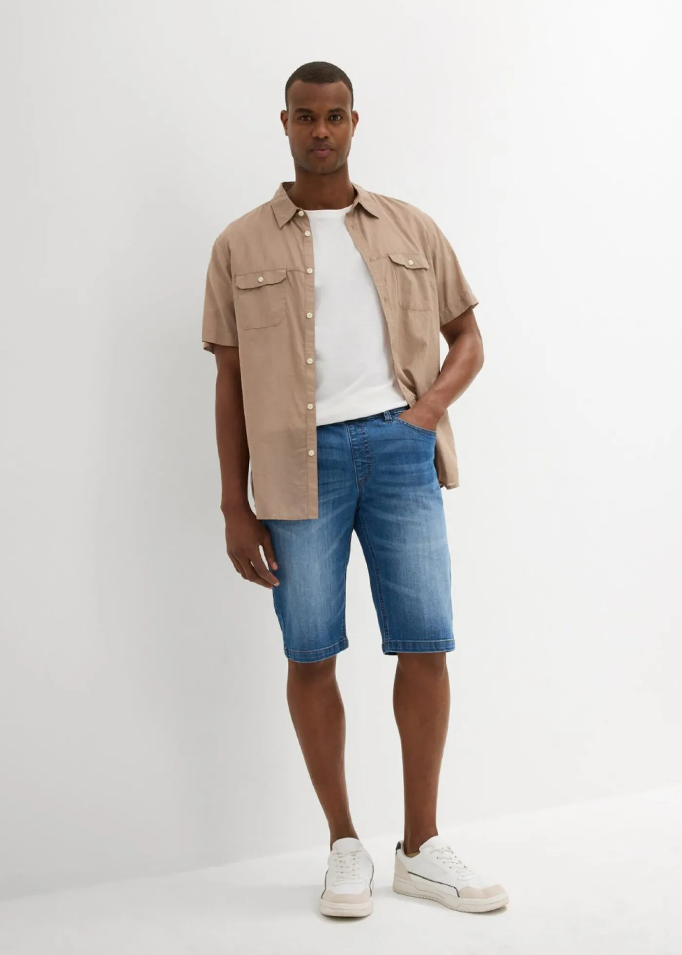 bonprix bonprix Shorts|Vaqueros>Bermudas vaqueras largas tipo chándal con corte regular Azul piedra