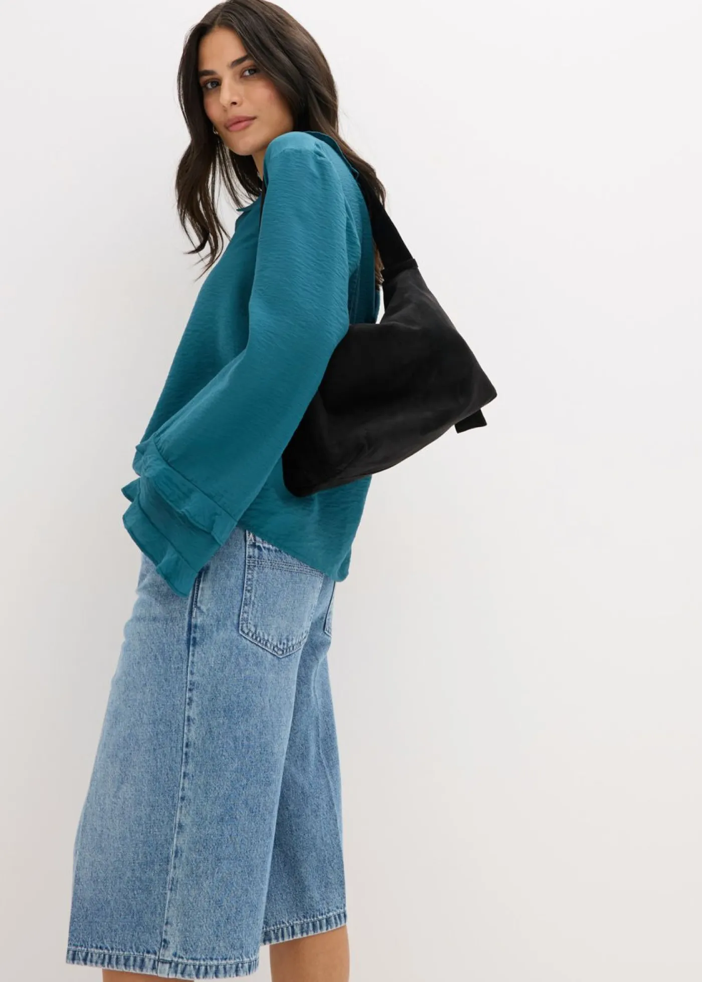 bonprix bonprix Shorts|Vaqueros>Bermudas vaqueras mid waist, low stretch Denim desgastado