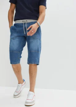bonprix bonprix Shorts|Vaqueros>Bermudas vaqueras sin cierre, largas y ligeras, con cintura elástica, relaxed fit Azul piedra