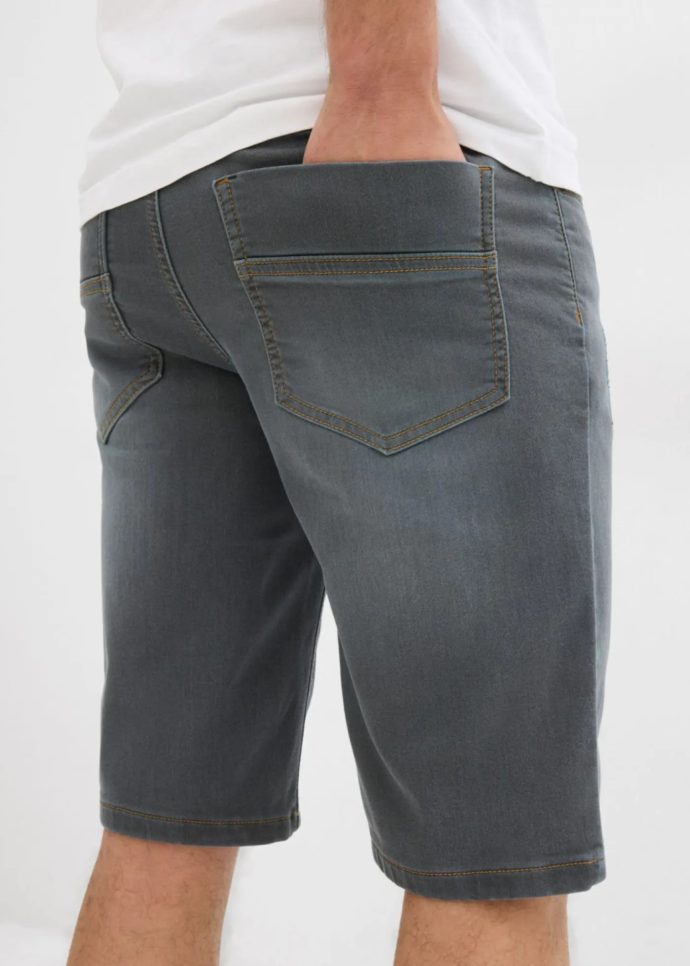 bonprix bonprix Shorts|Vaqueros>Bermudas vaqueras tipo chándal con corte holgado y regular Denim azul/gris