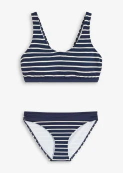 bonprix bonprix Bikinis>Bikini bustier (2 piezas) azul marino-blanco rayas horizontales