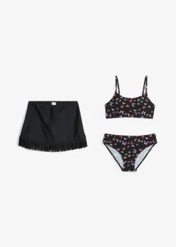 bonprix bonprix Bañadores Y Bikinis De Niña>Bikini y falda (3 piezas) Negro
