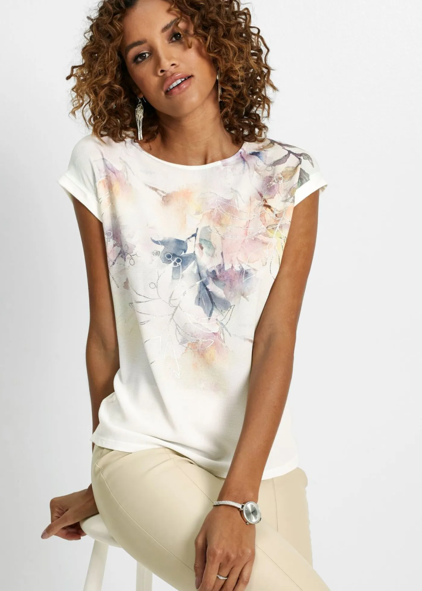bonprix bonprix Camisetas>Blusa crema suave floral