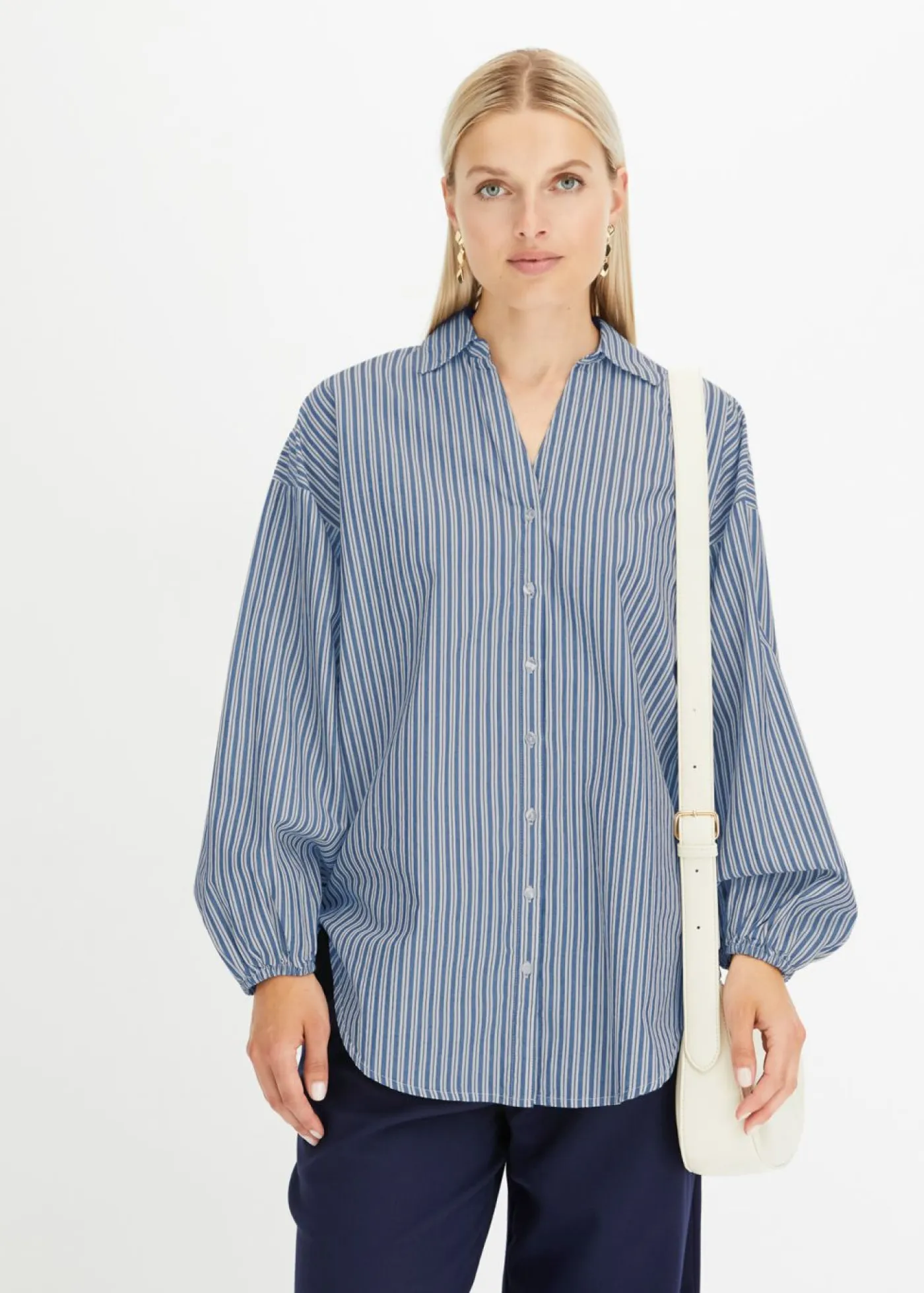 bonprix bonprix Camisas Y Blusas>Blusa azul ahumado/blanco rayas verticales