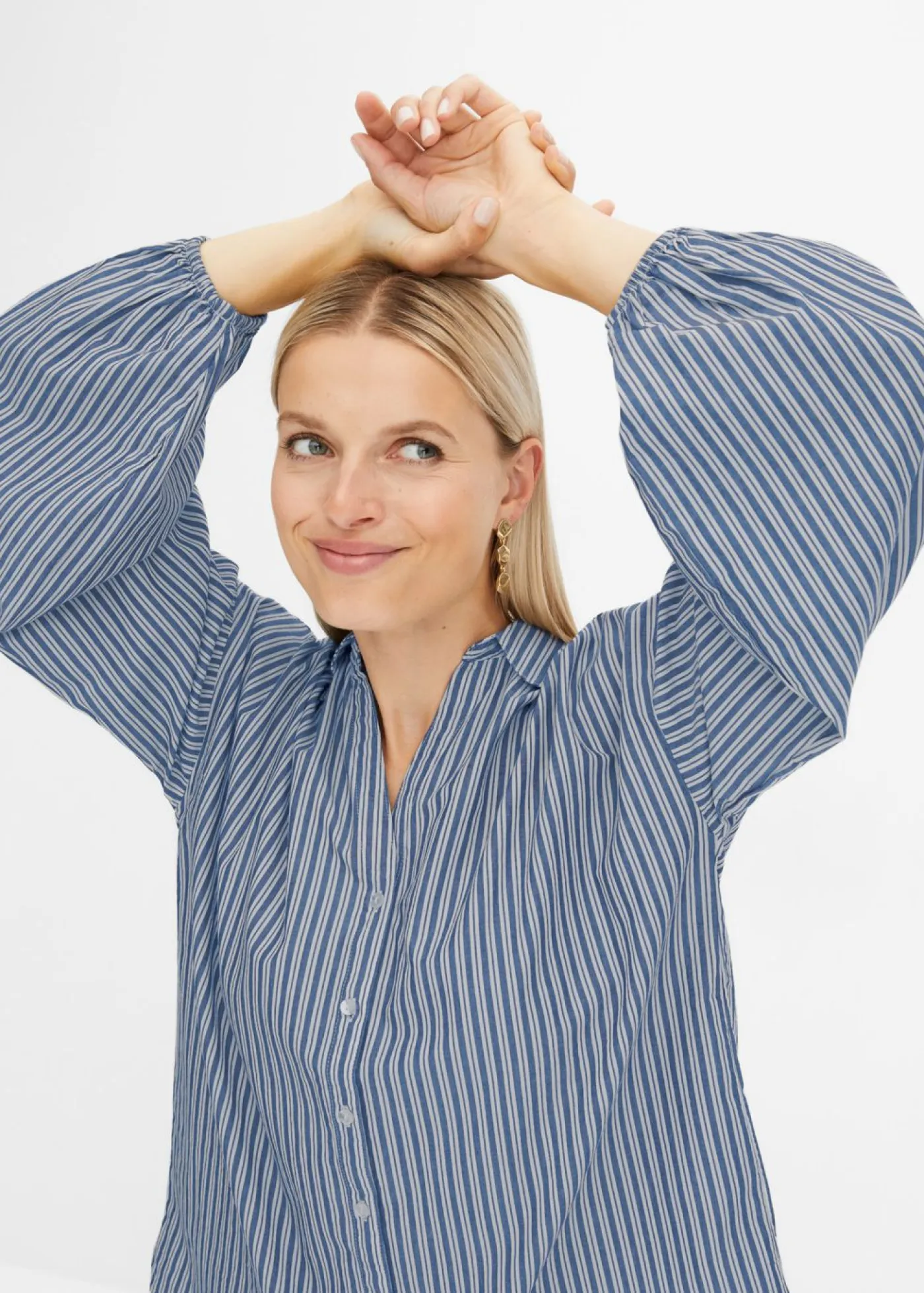 bonprix bonprix Camisas Y Blusas>Blusa azul ahumado/blanco rayas verticales