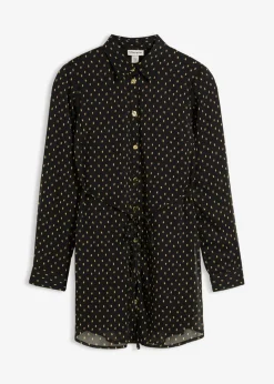 bonprix bonprix Premamá>Blusa 2 en 1 de gasa para durante y después del embarazo Negro-oro