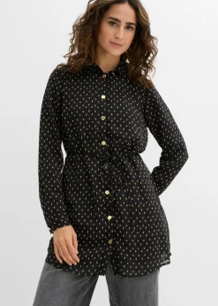 bonprix bonprix Premamá>Blusa 2 en 1 de gasa para durante y después del embarazo Negro-oro