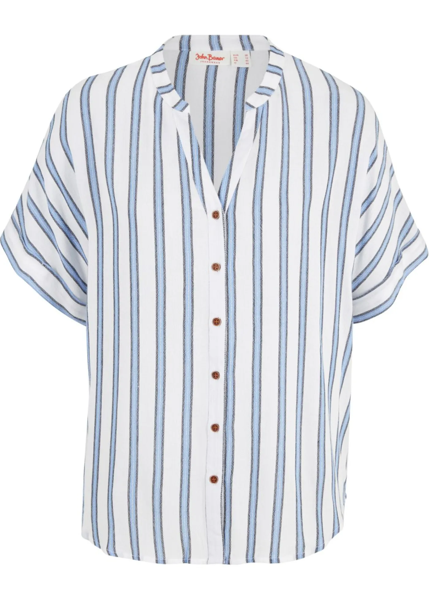 bonprix bonprix Camisas Y Blusas>Blusa arrugada de viscosa fluida Azul de rayas