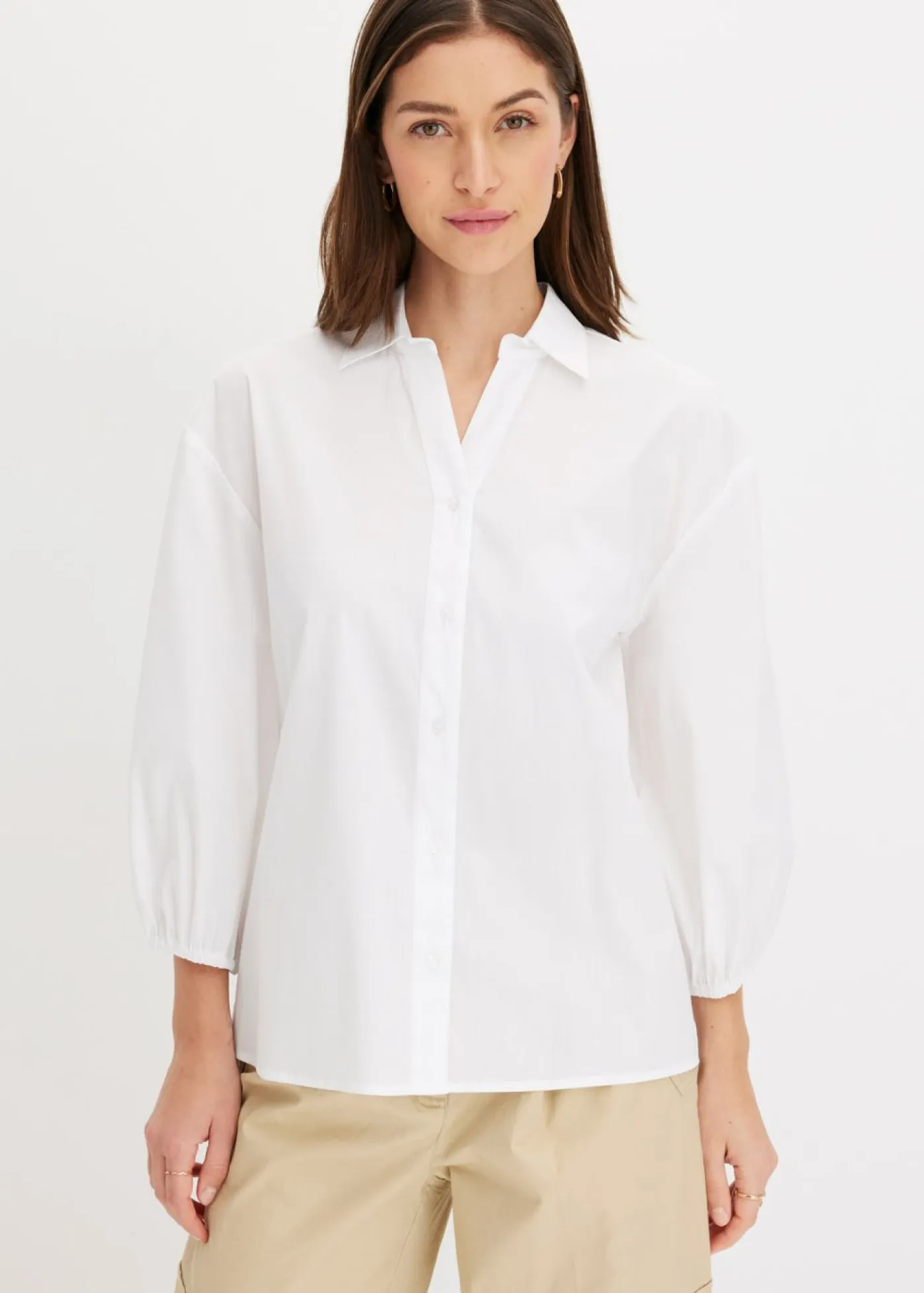 bonprix bonprix Camisas Y Blusas>Blusa asimétrica con mangas abullonadas Blanco