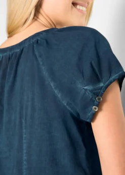 Mujer bonprix bonprix Blusa cold-dye de manga corta en algodón sostenible
