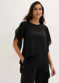 Mujer bonprix bonprix Blusa con cremallera con aspecto de capas