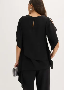 Mujer bonprix bonprix Blusa con cremallera con aspecto de capas