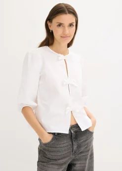 bonprix bonprix Camisas Y Blusas>Blusa con detalle de lazo Blanco