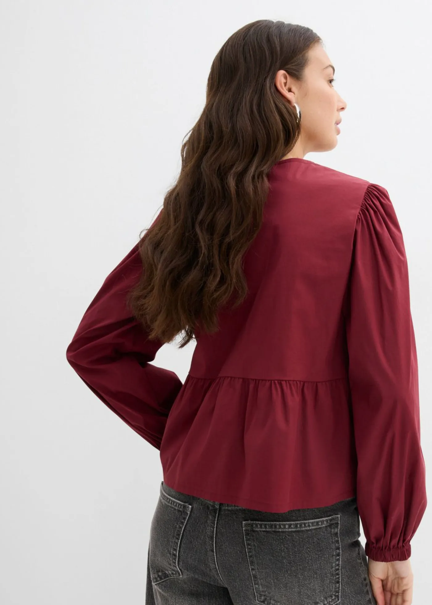 bonprix bonprix Camisas Y Blusas>Blusa con detalles de lazo Rojo rubí