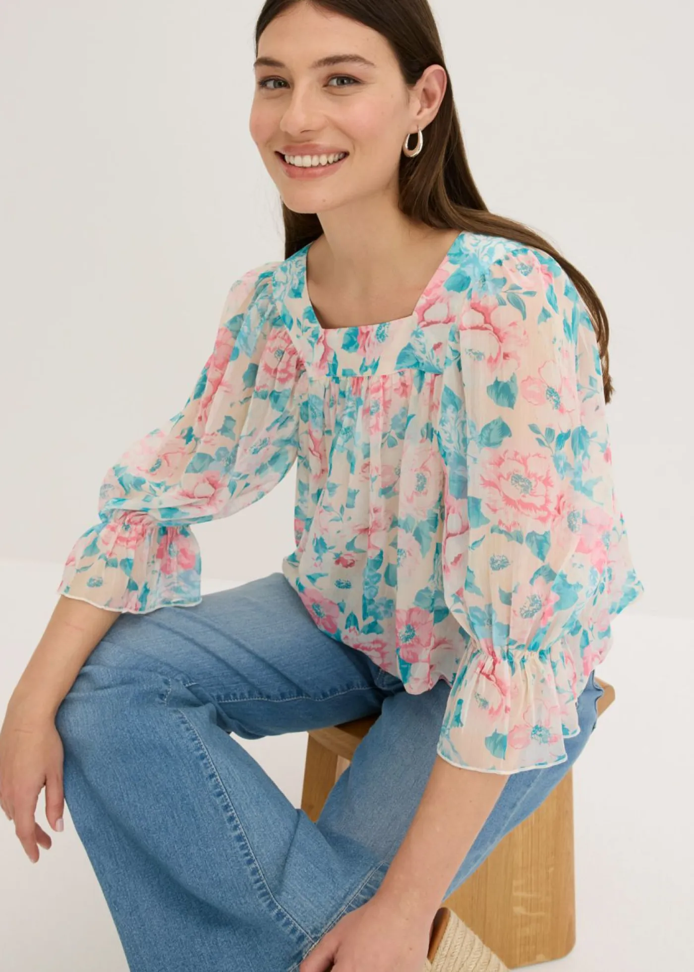 Mujer bonprix bonprix Blusa con dobladillo abullonado