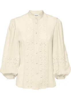 Mujer bonprix bonprix Blusa con encaje de mezcla suave de viscosa