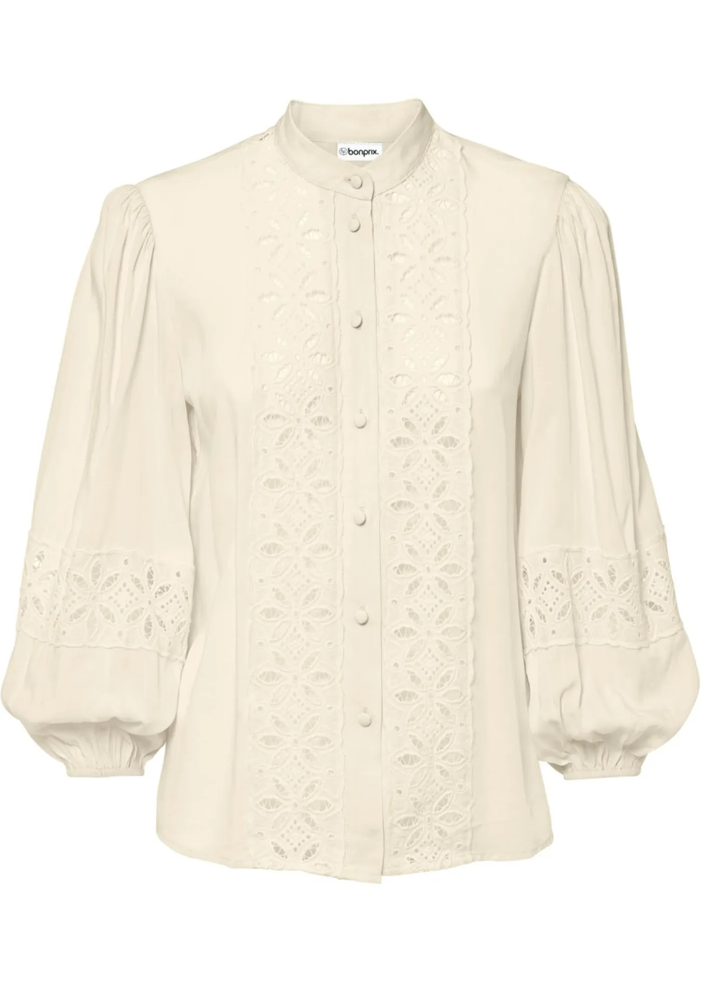 Mujer bonprix bonprix Blusa con encaje de mezcla suave de viscosa