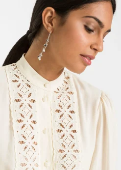 Mujer bonprix bonprix Blusa con encaje de mezcla suave de viscosa