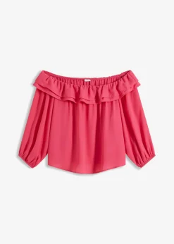 bonprix bonprix Camisas Y Blusas>Blusa con escote bañera Rosa oscuro
