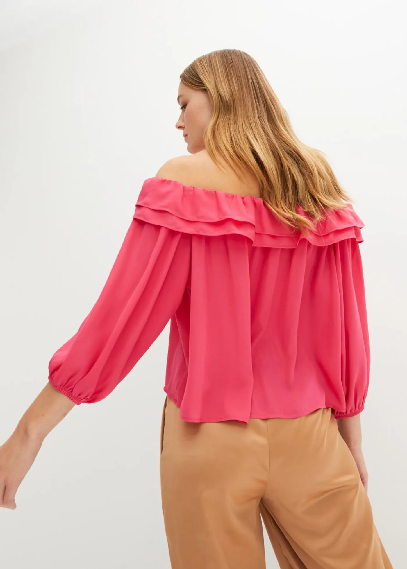 bonprix bonprix Camisas Y Blusas>Blusa con escote bañera Rosa oscuro