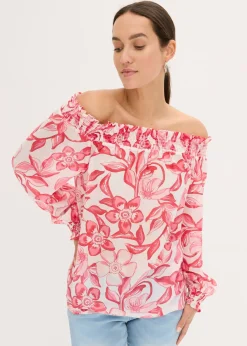 Mujer bonprix bonprix Blusa con escote bañera estampada