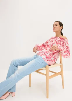 Mujer bonprix bonprix Blusa con escote bañera estampada