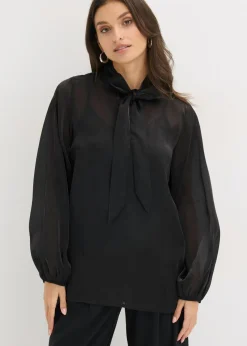 bonprix bonprix Camisas Y Blusas|Ropa Elegante>Blusa con lazo Negro