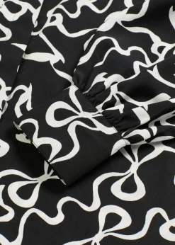 bonprix bonprix Camisas Y Blusas>Blusa con lazo Negro-blanco estampado