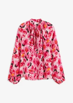bonprix bonprix Camisas Y Blusas>Blusa con lazo de gasa rosa caliente