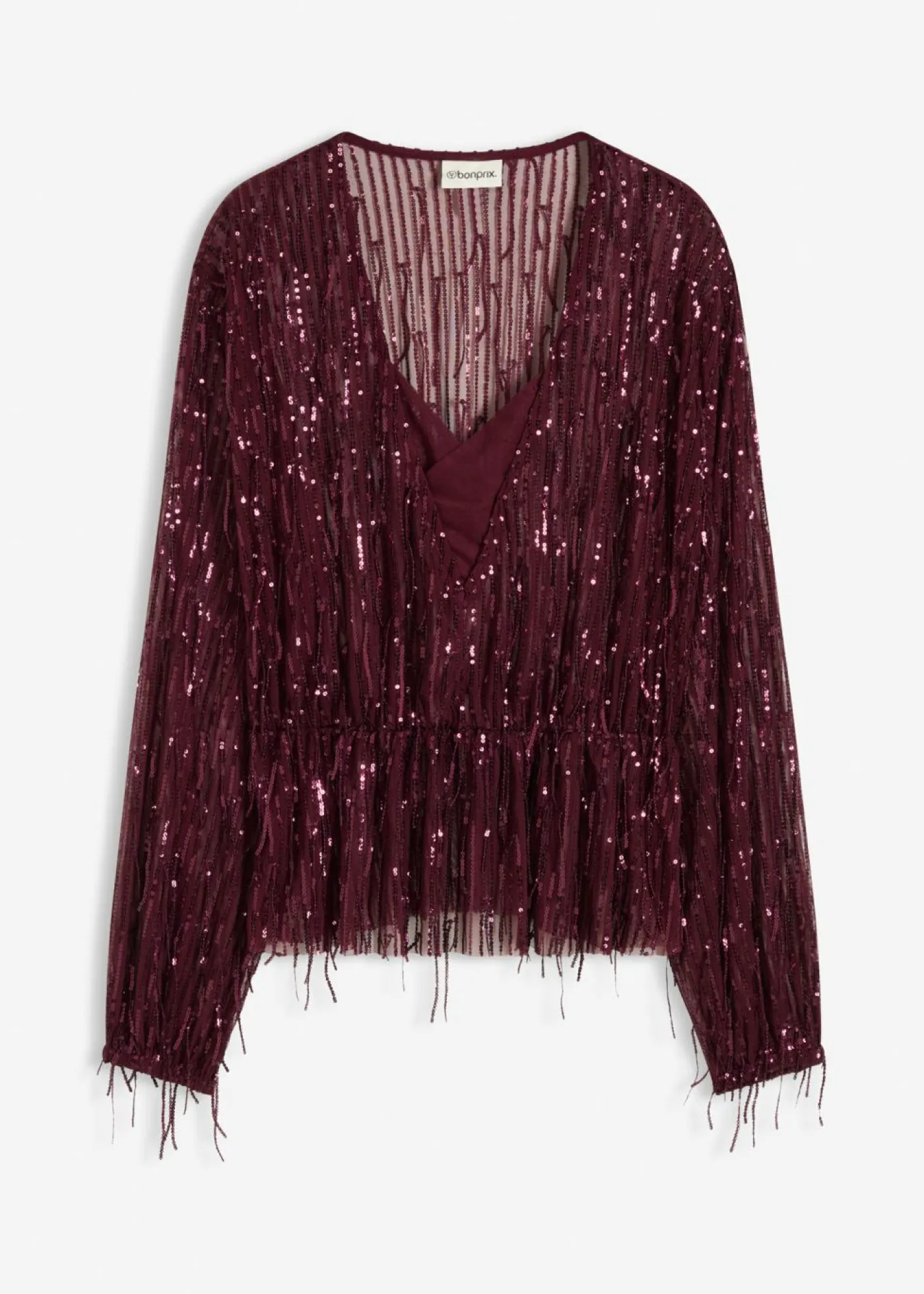 Mujer bonprix bonprix Blusa con lentejuelas y flecos