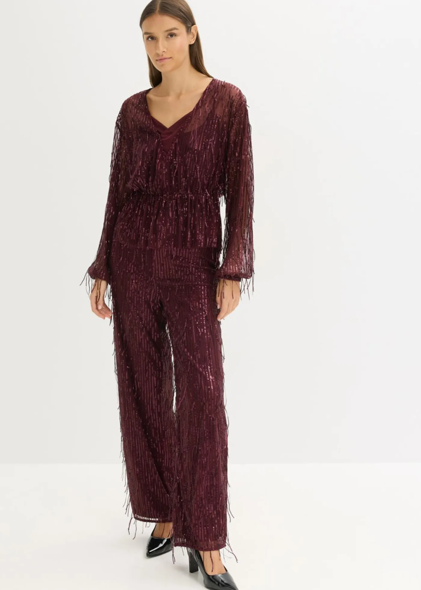Mujer bonprix bonprix Blusa con lentejuelas y flecos