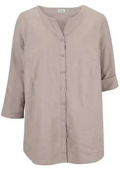 Mujer bonprix bonprix Blusa con lino y mangas 3/4