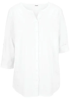 bonprix bonprix Camisas Y Blusas|Novedades>Blusa con lino y mangas 3/4 Blanco
