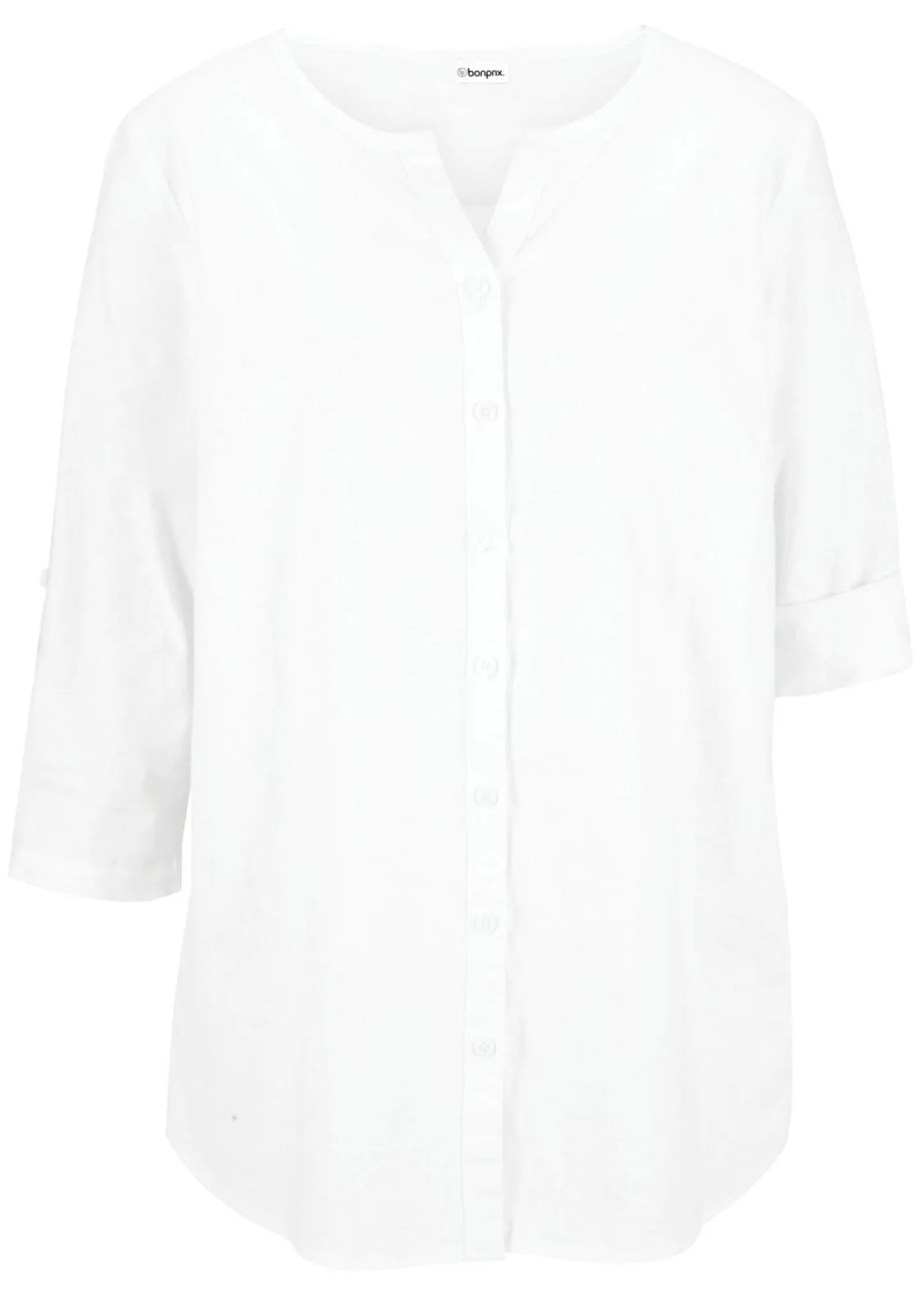 bonprix bonprix Camisas Y Blusas|Novedades>Blusa con lino y mangas 3/4 Blanco