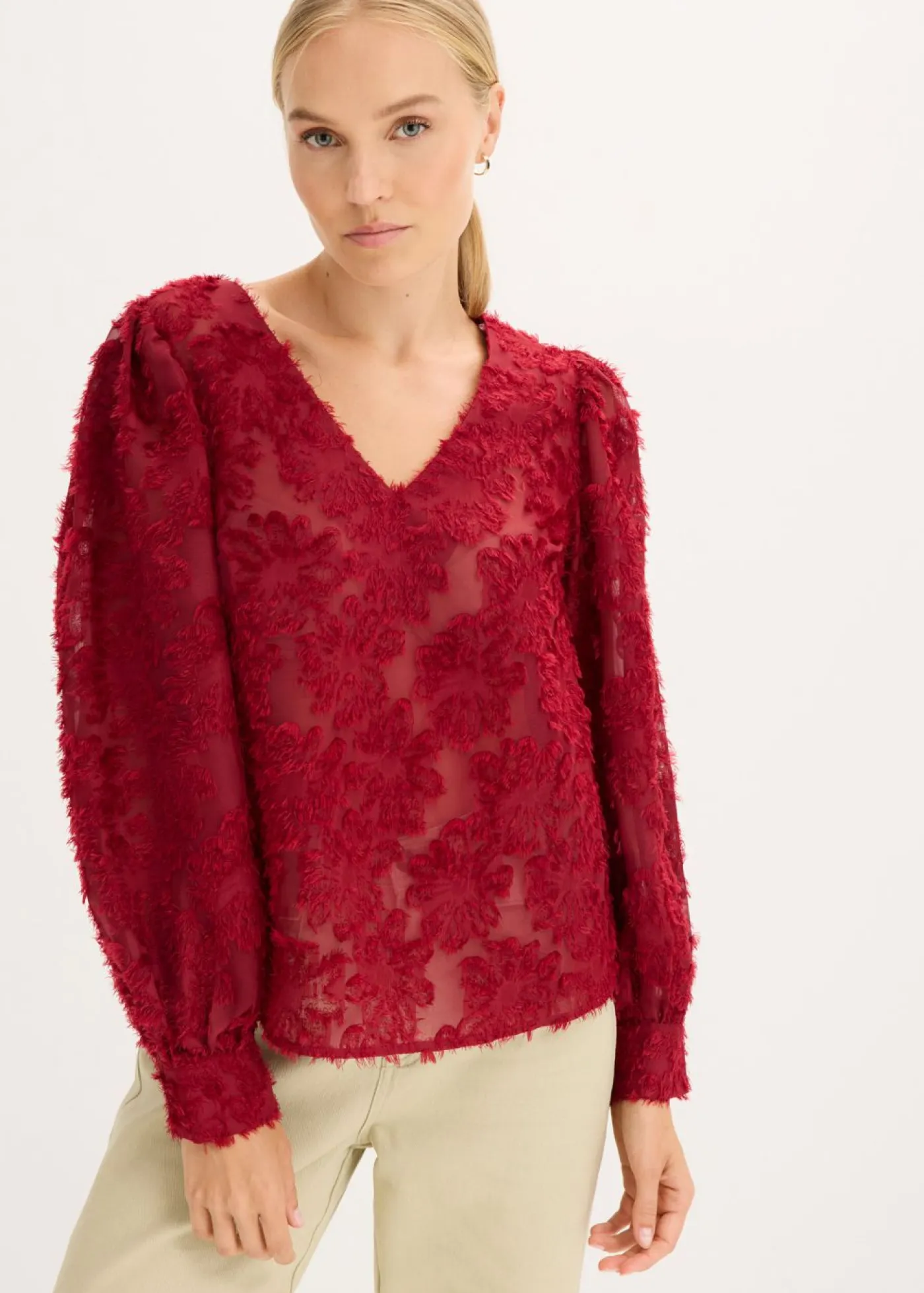 Mujer bonprix bonprix Blusa con patrón de flores estructurado