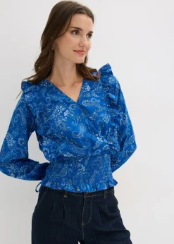 Mujer bonprix bonprix Blusa con volantes y nido de abeja