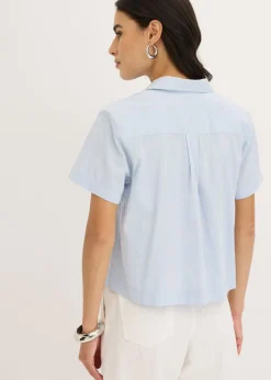 Mujer bonprix bonprix Blusa corta de popelín de algodón con manga corta