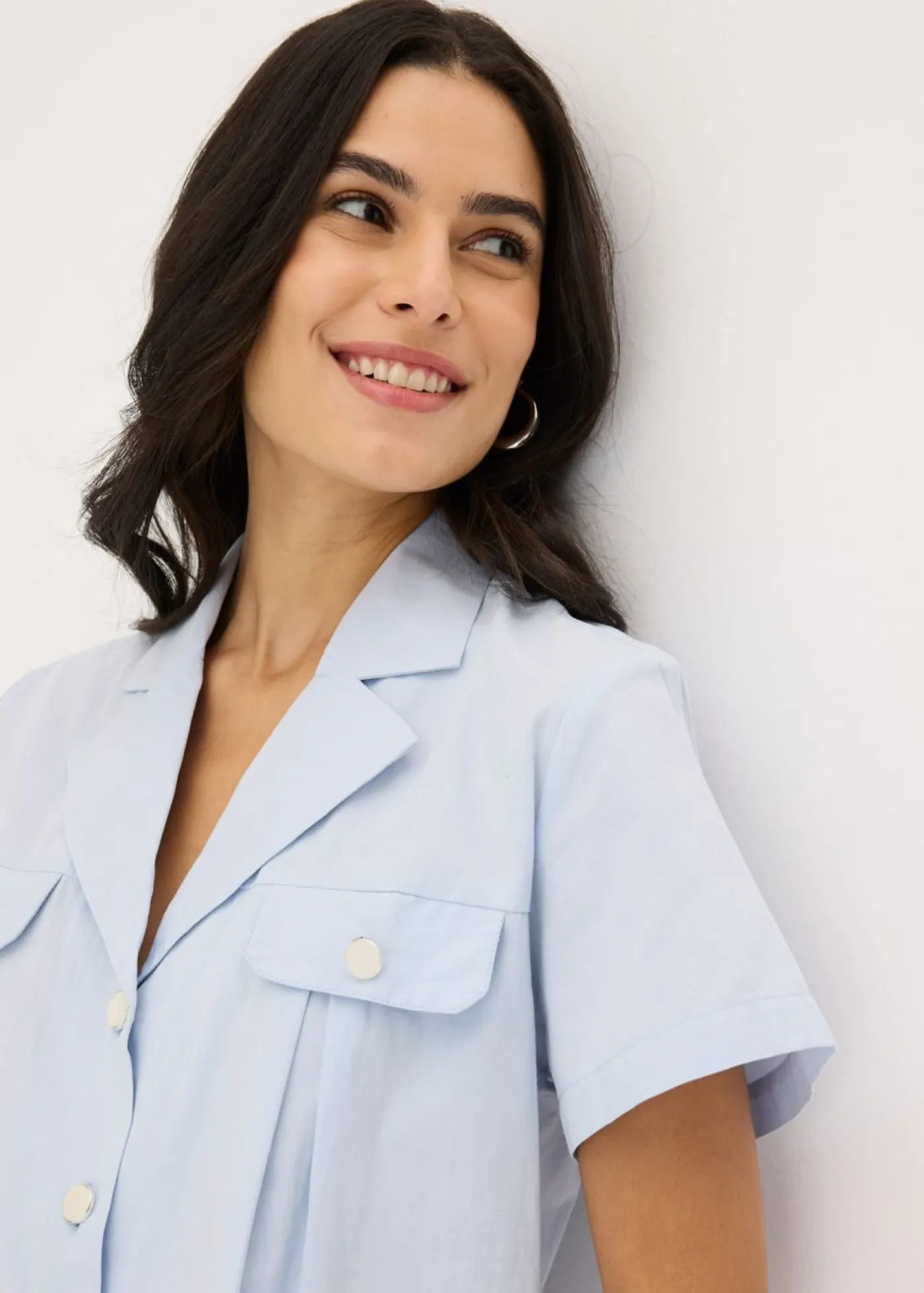 Mujer bonprix bonprix Blusa corta de popelín de algodón con manga corta