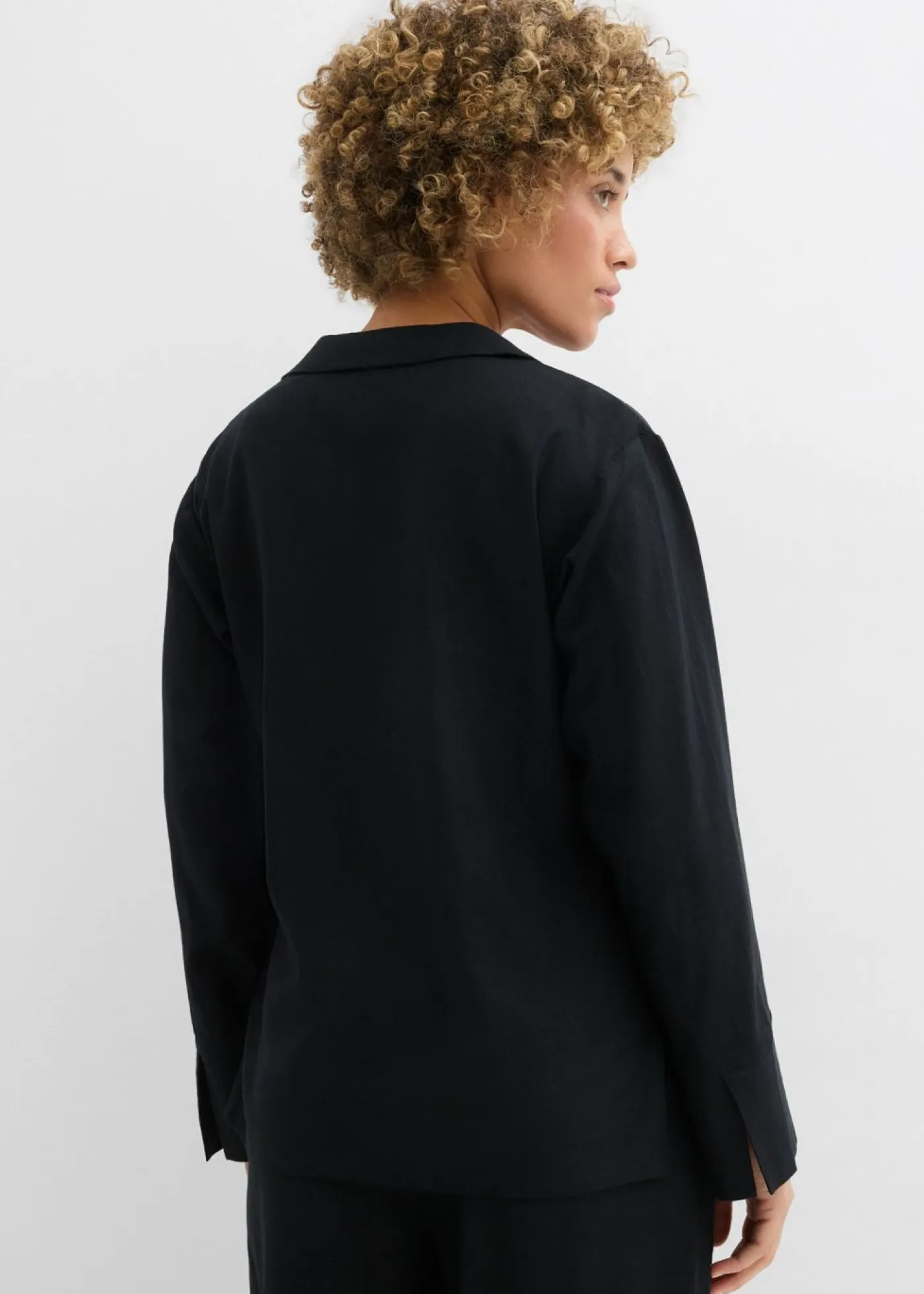 Mujer bonprix bonprix Blusa cruzada de mezcla de lino