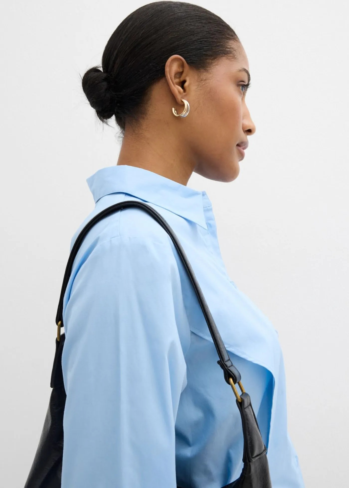 bonprix bonprix Esenciales|Camisas Y Blusas>Blusa de algodón con detalle de lazo Azul claro