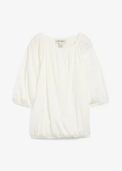bonprix bonprix Camisetas>Blusa de algodón orgánico puro Blanco lana