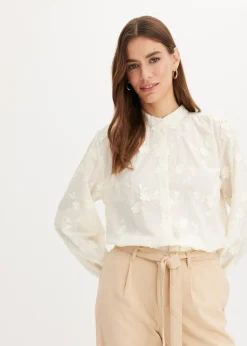 bonprix bonprix Camisas Y Blusas>Blusa de algodón puro Blanco lana
